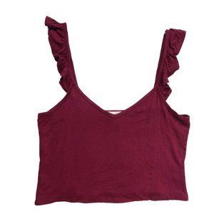 L.A Hearts Flutter Sleeve Crop Tank Top Womens Pacsun Burgundy Size M